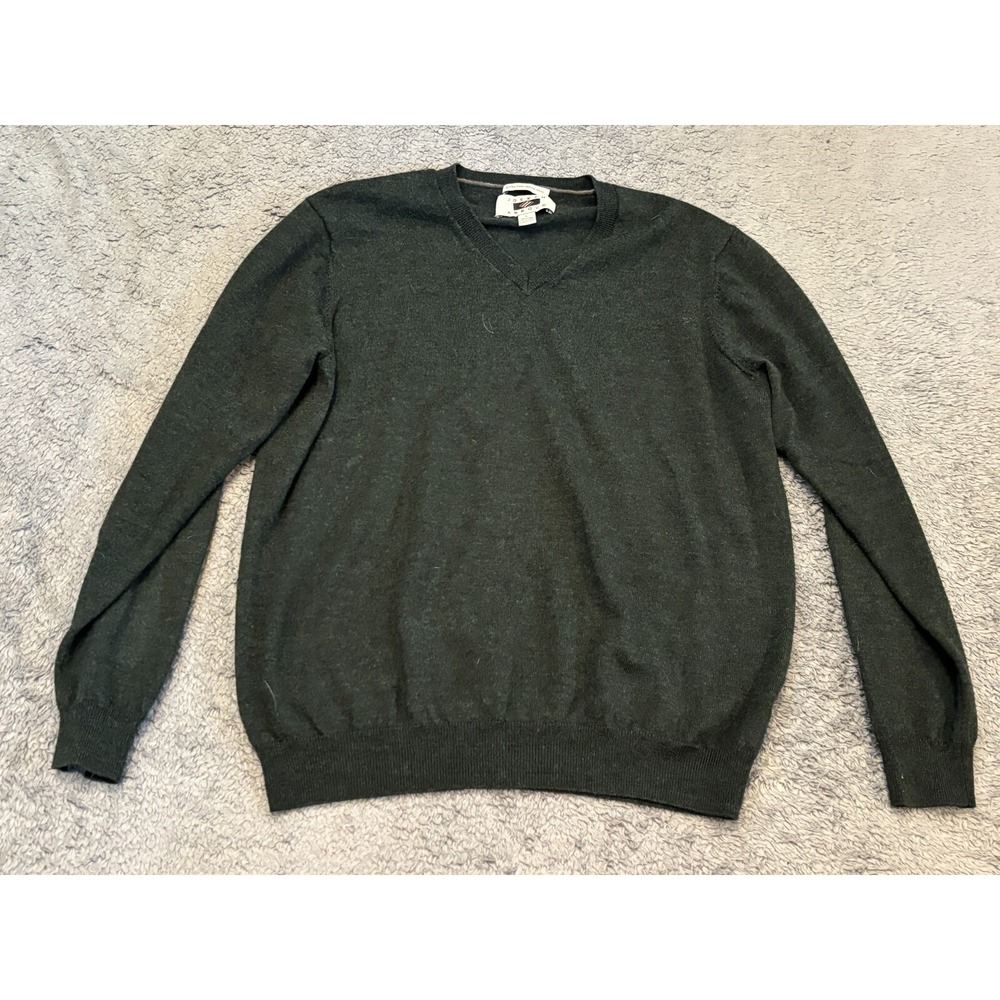 Joseph Abboud Sweater Mens Large Green 100% Extra Fine Merino Wool Pullover